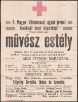 1914 Művész estély a Magyar Vöröskereszt javára plakát. 28x38 cm