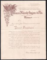 1904 Jókai Mór feleségének nyomtatott kondoleálást köszönő levele a Posner nyomda az Író ötvenéves j...