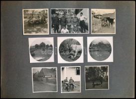 cca 1940-1942 Albumlapokra ragasztott fotó a frontról, 66 db, néhány kivágásnyommal