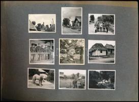 cca 1940-1942 Albumlapokra ragasztott fotó a frontról, 66 db, néhány kivágásnyommal