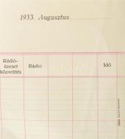 1933 IV. Gödöllői Világjamboree hangos-híradós és rádiós napiprogram táblázata, kitöltetlen, hajtott...