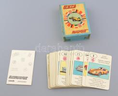 Autó-Kvartett játékkártya, dobozában, teljes. Minerva kiadó.