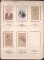 cca 1900 Albumlap a Jeszenszky család 5 db fotójával, feliratozva