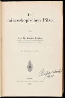 Lindau, Gustav: Die mikroskopischen Pilze. [1-2. rész, egy kötetben.] Kryptogamenflora für Anfänger. Zweiter Band. Berlin, 1912-1922, Julius Springer, VI+(2)+24+276 p., (6)+11+301 p. Szövegközi és egészoldalas illusztrációkkal. Német nyelven. Korabeli félvászon-kötésben, a gerincen sérüléssel, belül jó állapotban, tulajdonosi névbejegyzéssel.
