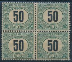 1903 Zöldportó 50f A négyestömbben, számvízjellel!!! (ca 150.000) (elvált fogak) / Mi P 8 A block of 4, number in the watermark (aparted perfs)