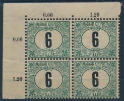 1903 Zöldportó 6f A ívsarki négyestömb, csillagvízjellel!!! (ca 80.000) (betapadás) / Mi P 4 A block of 4, star in the watermark (gum disturbance)