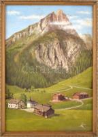 Jelzés nélkül: Alpesi táj. Olaj, farost. Dekoratív fakeretben. 50x35 cm