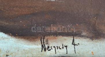 Neogrády A. jelzéssel: Libapásztorlány. Olaj, vászon. Dekoratív, sérült fakeretben. 60x80 cm