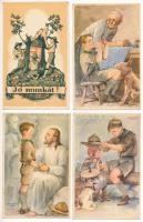 CSERKÉSZET - 9 db régi magyar képeslap (Márton Lajos és Hampel-Scharf szignók) / SCOUTING - 9 pre-1945 Hungarian artist signed postcards