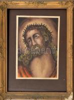 Nyáregyházi báró Nyáry Pál (?-?): Krisztus. Akvarell, papír. Jelzett. Dekoratív, sérült fakeretben. 18x12,5 cm
