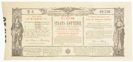 Ausztria / Bécs 1878. "Sorsjegy állam-sorsjátékra a közös hadsereg mozgósított tartalékosai s a...