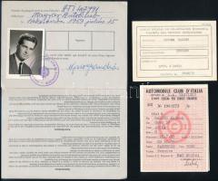 cca 1969-1979 Balogh András, a Magyar Autóklub tagja nevére szóló 3 db külföldi igazolvány, közte egy fényképes
