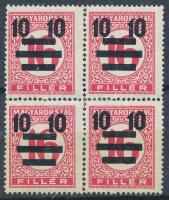 1931 Kisegítő portó 10/16f négyestömb IX-es vízjel / Mi 119 B block of 4