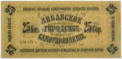 Orosz Birodalom / Lettország / Libava (Liepaja) 1915. 25k T:III kis beszakadás / Russian Empire / La...