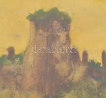 Nyáregyházi báró Nyáry Pál (?-?): Makovica vára (Zboró).. Akvarell, papír. Jelzett. Üveg mögött. 12,...