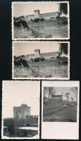 cca 1930-1940 Gyulai vár (régi állapotában), 4 db fotó, közte a hátoldalon feliratozottak, 9x6 cm