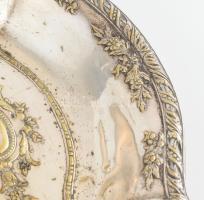 Ezüstözött fém kínáló, jelzés nélkül, kopott, d: 44 cm