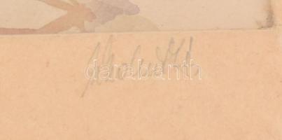 Szkotniczky Péter (?-): Összetört álom. Akvarell, papír, jelzett, paszpartuban, 32x46 cm