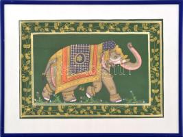 Indiai mintájú selyemkép 35x25 cm Üvegezett keretben