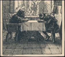 Lingner György (?-?), működött a XX. sz. elején.közepén: Falusi ház. Ceruza, papír, jelzett, lapszél...