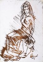 Rubint Ávrahám Péter (1958-): Női akt. Vegyes technika, karton, jelzett, 37×25,5 cm