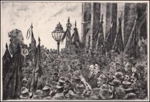 id. Imre István (1918-1983): 1919. márc. 23. Rézkarc, papír. Jelzett. 19×29 cm