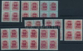 1945 Kisegítő portó sor négyestömbökben / Mi 163-180 set in blocks of 4
