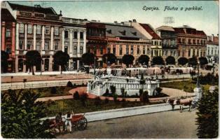 1917 Eperjes, Presov; Fő utca a parkkal, gyógyszertár. Stehr kiadása / main street, park, pharmacy (kis szakadás / small tear)