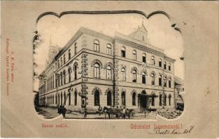 1901 Losonc, Lucenec; Városi szálloda, építkezés. Redlinger Ignác kiadása / hotel, construction