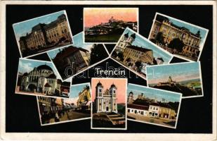 1931 Trencsén, Trencín; mozaiklap, rajta zsinagóga és vár / multi-view postcard with synagogue and castle (EK)