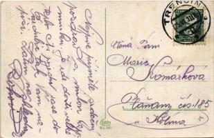 1931 Trencsén, Trencín; mozaiklap, rajta zsinagóga és vár / multi-view postcard with synagogue and c...