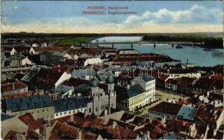 Pozsony, Pressburg, Bratislava; Madártávlat, zsinagóga / Vogelperspektive / general view, synagogue (szakadás / tear)
