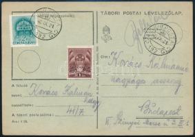 1940 Tábori levelezőlap szükségbélyegzéssel "M. KIR. POSTA 192" / Field postcard with auxiliary postmark