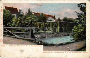 1922 Felka, Poprád-Felka, Velká pod Tatrou, Poprad-Velká (Tátra, Magas-Tátra, Vysoké Tatry); Fürdőház Krompecher E.M. fiai turistatelepén. Feitzinger Ede 77bt. Auto-Chrom / Badehaus im Touristenheim d. E. M. Krompecher's Söhne / spa, bathhouse (kis szakadás / small tear)