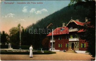 Barlangliget, Höhlenhain, Tatranská Kotlina (Tátra, Magas-Tátra, Vysoké Tatry); Szepesbéla nyaraló, Posta épülete. Wlaszlovits Gusztáv kiadása / villa, post office (EK)