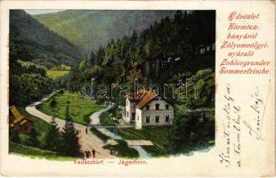 1904 Körmöcbánya, Kremnitz, Kremnica; Zólyomvölgy, Vadászkürt szálloda és nyaraló. Braun Ármin kiadása / Zohlergrunder Sommerfrische, Jägerhorn / hotel and villa (EK)