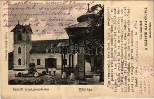 1904 Szántó, Santovka; Szántói savanyúvíz forrás, töltőház. Divald Károly kiadása / mineral water spring, refill house (Rb)