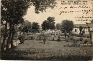 1917 Lévárt, Lévárt-fürdő, Lévárd, Leváre; Park részlet vendéglakásokkal / park, villa, hotel (EK)