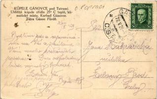 1929 Gánóc, Gansdorf, Gánóc-gyógyfürdő, Kúpele Gánovce, Gánovce; Vendéglő, terasz vendégekkel / rest...