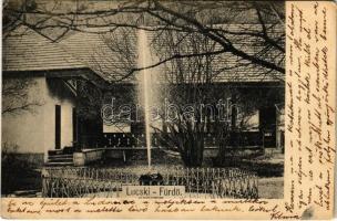 1906 Lucski-fürdő, Lúcky Kúpele (Liptó); Fürdő, szökőkút. B. Loinger kiadása / spa, bath, fountain (EK)