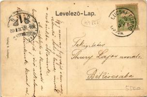 1906 Lucski-fürdő, Lúcky Kúpele (Liptó); Fürdő, szökőkút. B. Loinger kiadása / spa, bath, fountain (...