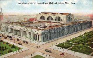 New York, Birds-Eye-View of Pennsylvania Railroad Station, tram