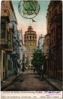 1907 Constantinople, Istanbul; Le Tour de Galata / street view, tower. TCV card (EK)
