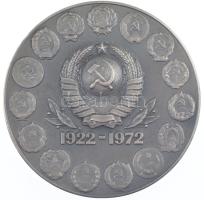 Szovjetunió 1972. 50 éves a Szovjet Szocialista Köztársaságok Uniója / 1922 - 1972 részben zománcozott, peremen jelzett Ag emlékérem (91,00g/0.925/56mm) T:1-,2 / Soviet Union 1972. 50 years of the Union of the Soviet Social Republics partially enamelled Ag commemorative medallion, hallmark on edge (91,00g/0.925/56mm) C:AU,XF