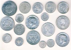 Kis ezüstpénz tétel 18db, egész világ, régi és új T:vegyes