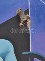 Farkas József (?-): Klasszikum (Szürrealista kép). Olaj, vászon. Jelzett. Sérült. Fakeretben. 64x60 ...