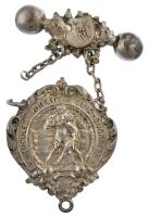 1902. Hercules Athletikai Club Budapest ezüstözött bronz sport díjérem fém függőn (az érem 50x40mm) T:2 lánc sérült