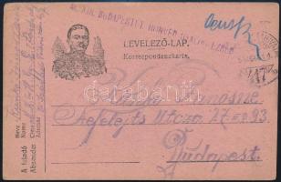 1918 Tábori posta levelezőlap "M. KIR. BUDAPESTI I. HONVÉD GYALOG EZRED" + "TP 417", 1918 Field postcard "M. KIR. BUDAPESTI I. HONVÉD GYALOG EZRED" + "TP 417"