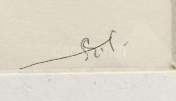 Szász Endre (1926-2003): Folyik a bor (illusztráció). Tus, papír, jelzett. Paszpartuban. 15,5×8 cm