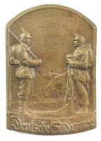 Német Birodalom 1915. Kárpáti őrség 1914-1915 - Déli Német Hadsereg bronz lemezjelvény, hátoldalon ENTW.: HPTM SWOBODA AUSGEF ATEILER GURSCHNER WIEN VII/2 (37x26mm) T:1- / German Empire 1915. Karpathen wacht 1914-1915 - Deutsche Südarmee (Carpathian Watch 1914-1915 - German Southern Army bronze sheet metal badge with ENTW.: HPTM SWOBODA AUSGEF ATEILER GURSCHNER WIEN VII/2 makers mark (37x26mm) C:AU